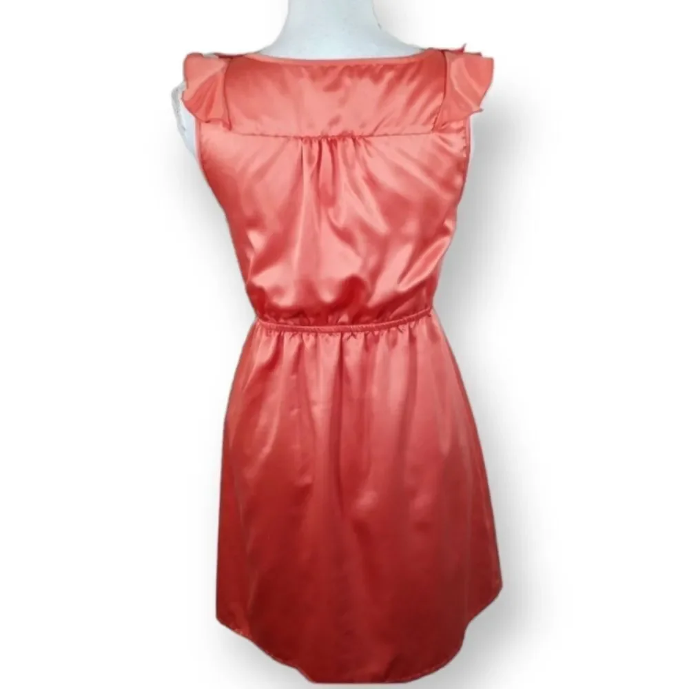FOREVER 21 SATIN PEACH/ORANGE DRESS SZ.S EUC